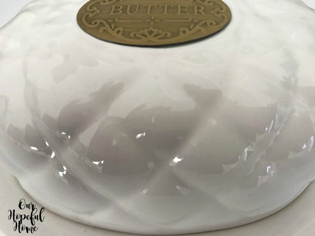 quilted pattern porcelain butter dome dish
