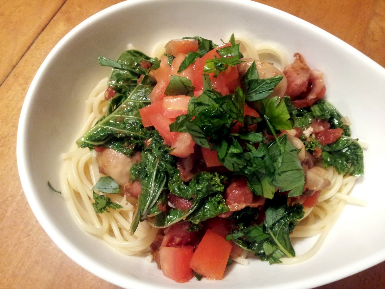 Allie's Changing Kitchen Kale & Diced Tomato Pasta