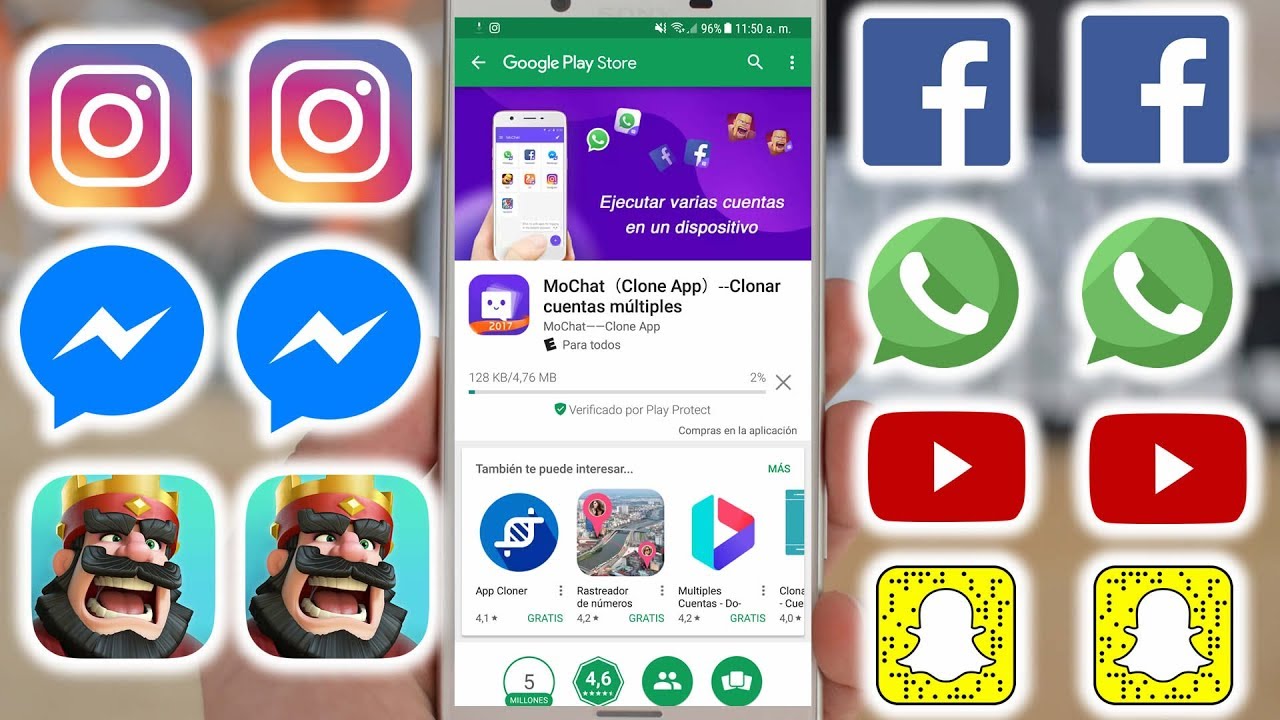 Clonar y ejecutar múltiples de WhatsApp y Facebook (Clone App