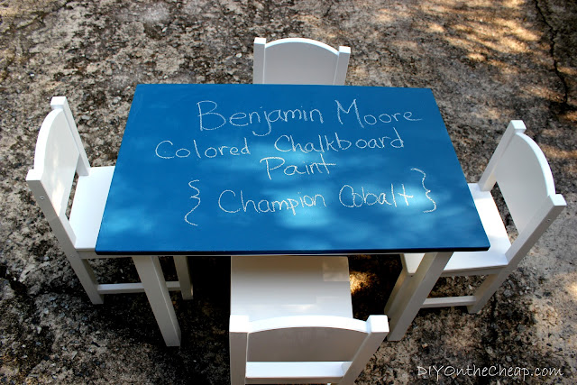 Kid's Colored Chalkboard Table {Benjamin Moore's NEW colored chalkboard paint: Champion Cobalt}