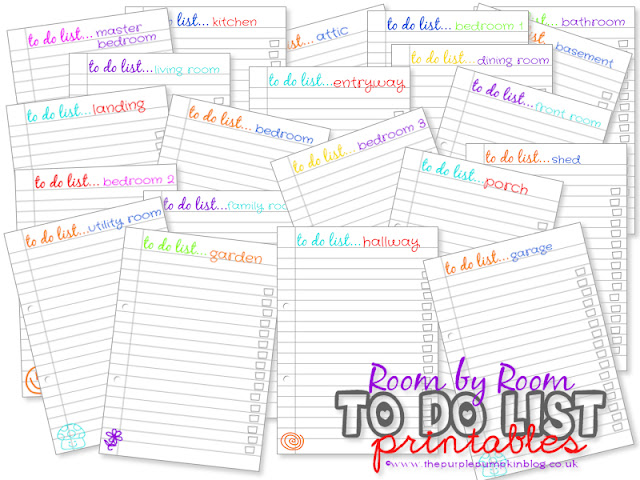 Room by Room To Do Lists [Free Printables] at The Purple Pumpkin Blog