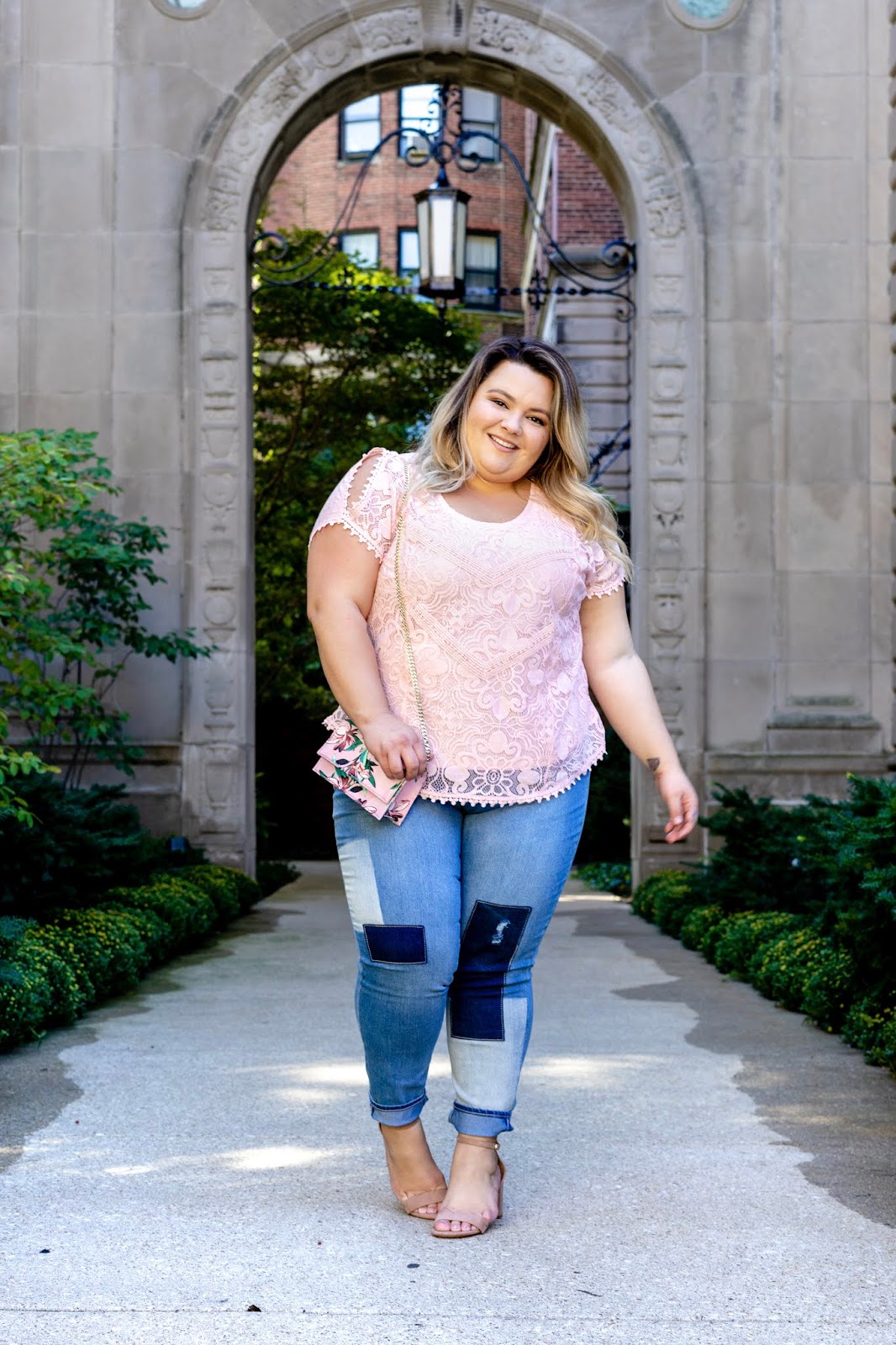 Chicago fashion blogger, Chicago plus size fashion blogger, natalie Craig, natalie in the city, plus size fashion, Chicago fashion, plus size fashion blogger, eff your beauty standards, fatshion, skorch magazine, Chicago model, plus size model, plus size petite, affordable plus size clothing, embrace your curves, plus model magazine, petite plus size, body positive, breast cancer awareness, stage stores, plus size stage, patch jeans, patchwork denim, breast cancer research fund