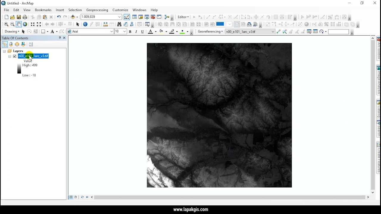 Cara Membuka Attribute Table pada Data Raster DEM di Arcgis