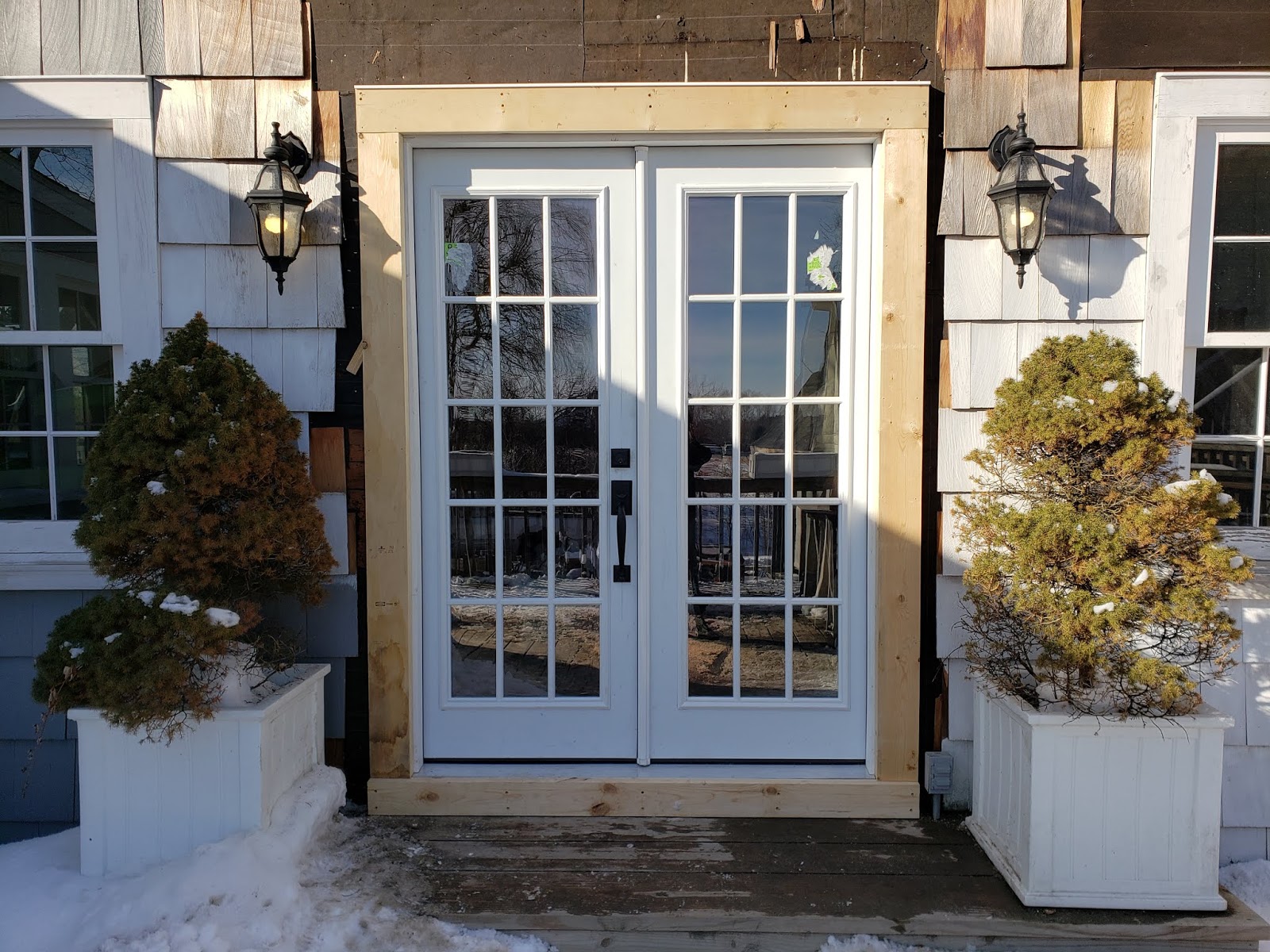 Gear Acres Gameroom French Doors Part 3 Today We Installed A Wood Threshold That Made To Mimic The Concrete Thresholds On All Original Exterior Doors I Didn T Want Just Use Same