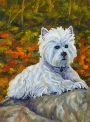 westie autumn oil painting canvas splendor dog portrait pet