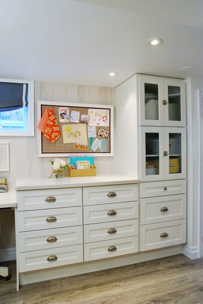 Rambling Renovators | home office basement martha stewart cabinetry