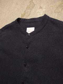 TOUJOURS "Over Sized Band Collar Shirt-Brushed Cotton Flannel Twill Cloth"