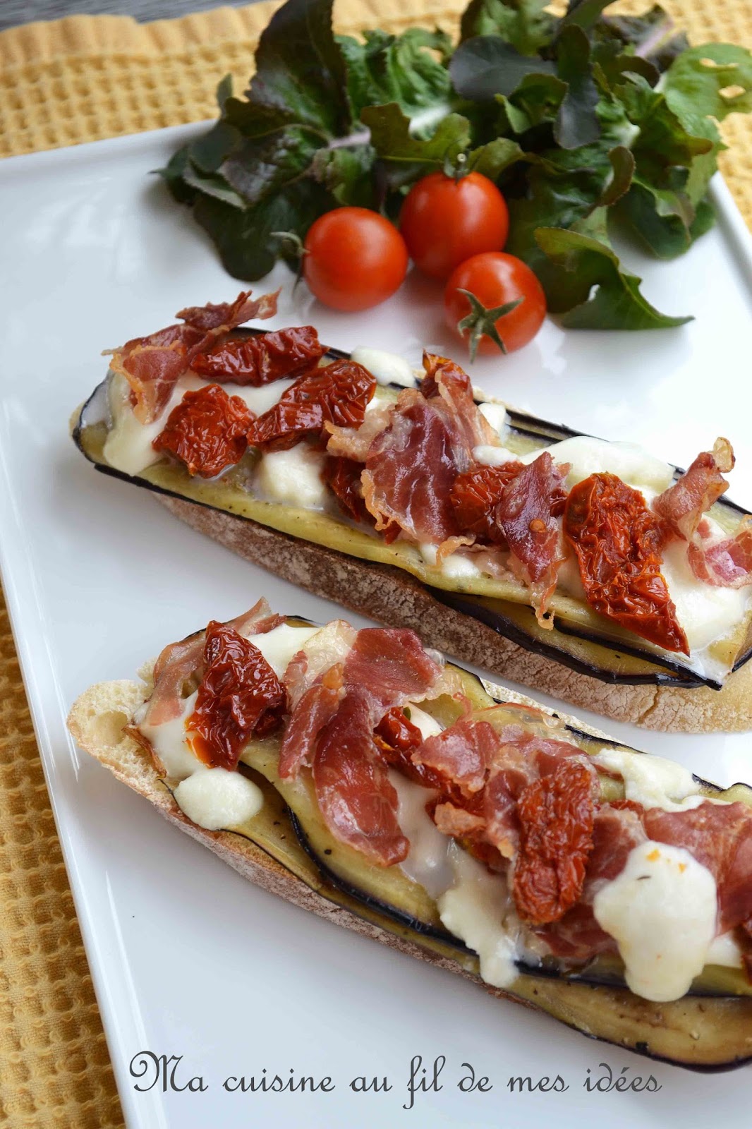 Ma cuisine au fil de mes idées... Bruschettas aux aubergines grillées