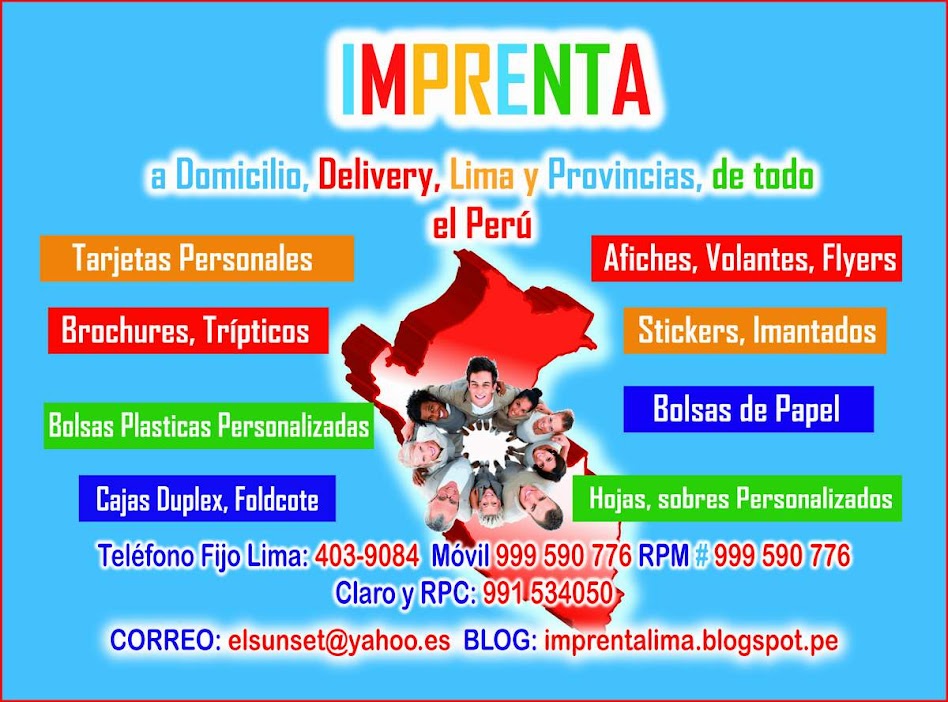 Imprenta y Serigrafia a Domicilio delivery Lima y provincias de todo el Peru