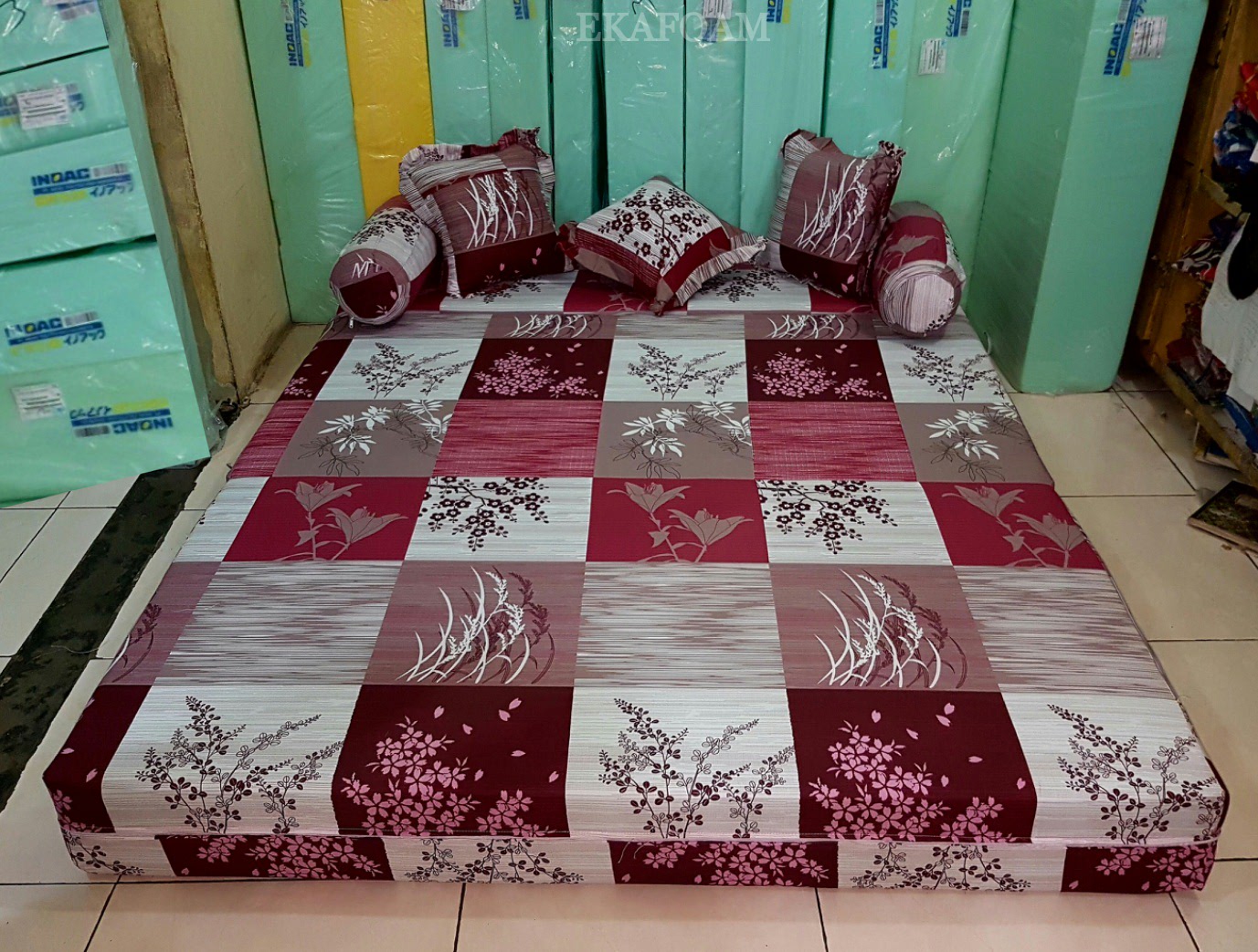 SOFA BED INOAC MOTIF PADI MERAH MAROON AGEN RESMI KASUR BUSA INOAC Inoac ekafoam