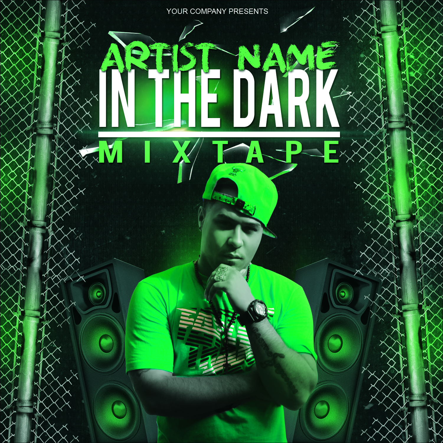 In The Dark Mixtape CD Cover FREE PSD Template Free