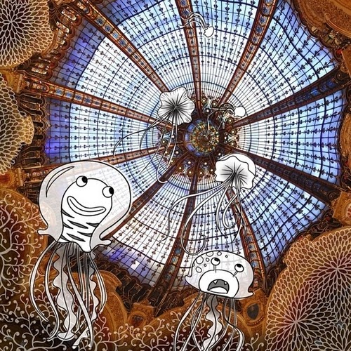 07-Galeries-Lafayette-Paris-France-Cheryl-H-The-Dreaming-Clouds-Drawings-www-designstack-co