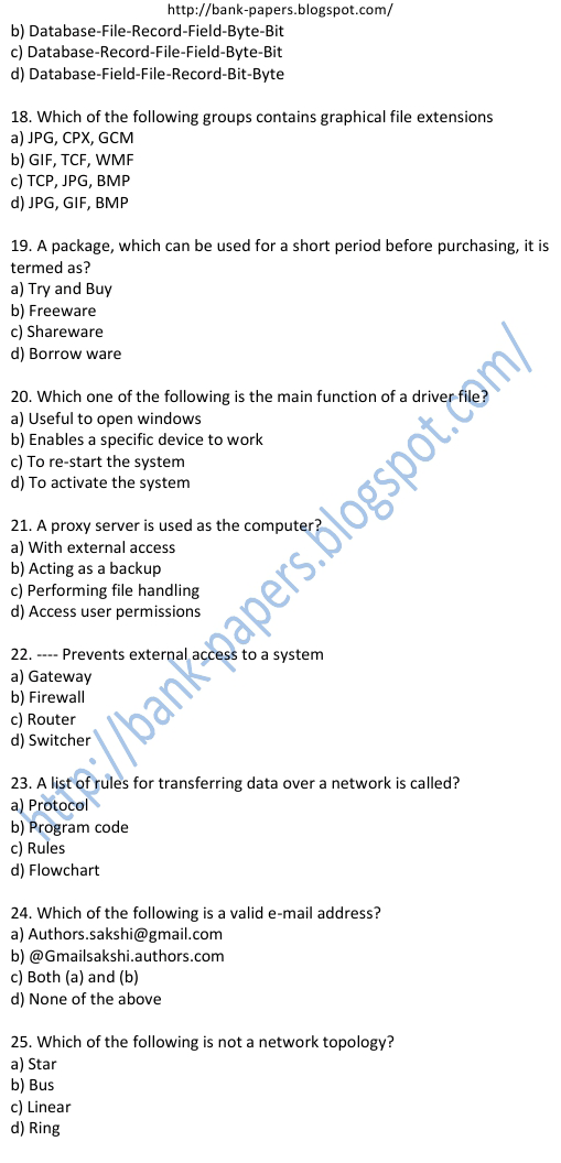 SBI Sample Question Papers