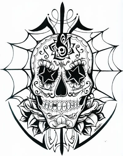 Funny Car Mexican Day Of The Dead Skull Tattoo