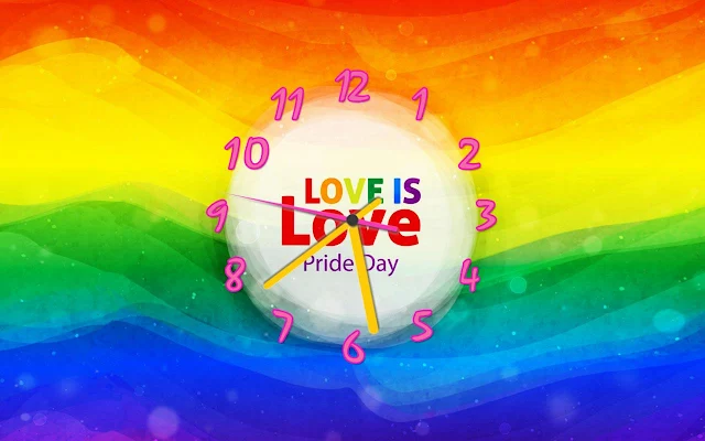 Love Is Love Pride Day Free Animated Clock Screensaver.