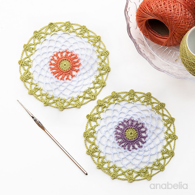 Mini crochet doilies free pattern, Anabelia Craft Design