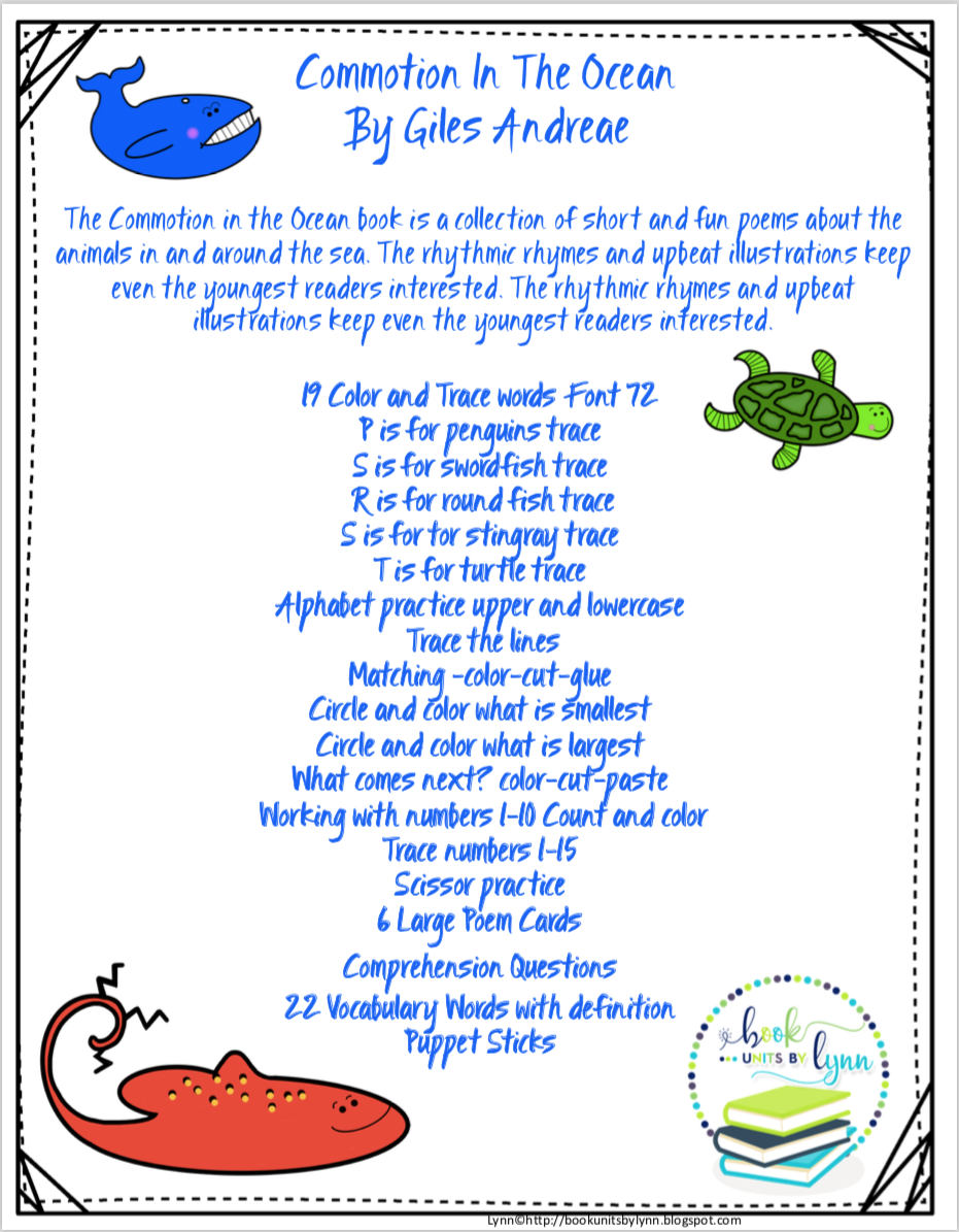 COMMOTION IN THE OCEAN BOOK UNIT ~ Book Units by Lynn
