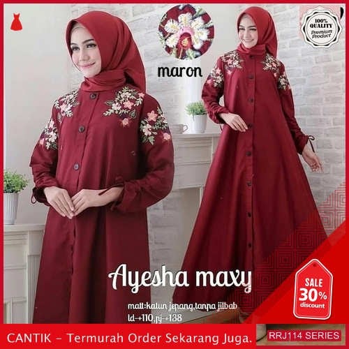 Jual RRJ114D186 Dress Bordir Ayesha Wanita Maxy Sk Terbaru BMGShop