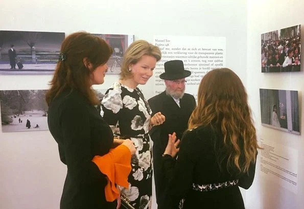 Queen Mathilde wore Natan floral dress at Kazerne Dossin Memorial Museum and Documentation Centre on Holocaust and Human Rights in Mechelen