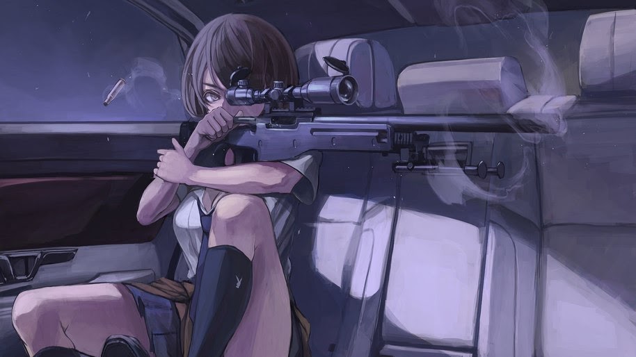 Anime, Girl, Sniper Rifle, Shooting, 4K, 197 Wallpaper