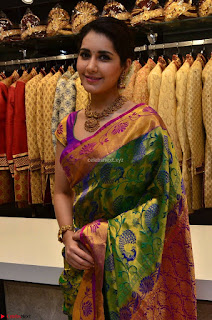 Raashi Khanna in colorful Saree looks stunning at inauguration of South India Shopping Mall at Madinaguda ~  Exclusive Celebrities Galleries 010