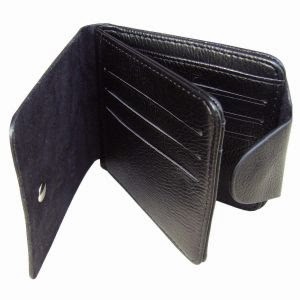 محفظة جلد طبيعى ليزر رجالى اللون اسود ماركة عالمية - Leather Wallet - black