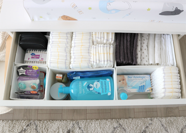 organising tips for drawers in baby room for diapers
