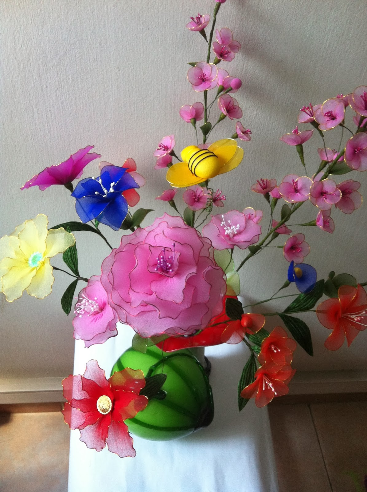 Handmade Stocking Flowers Singapore Watermelong Vase with Stocking