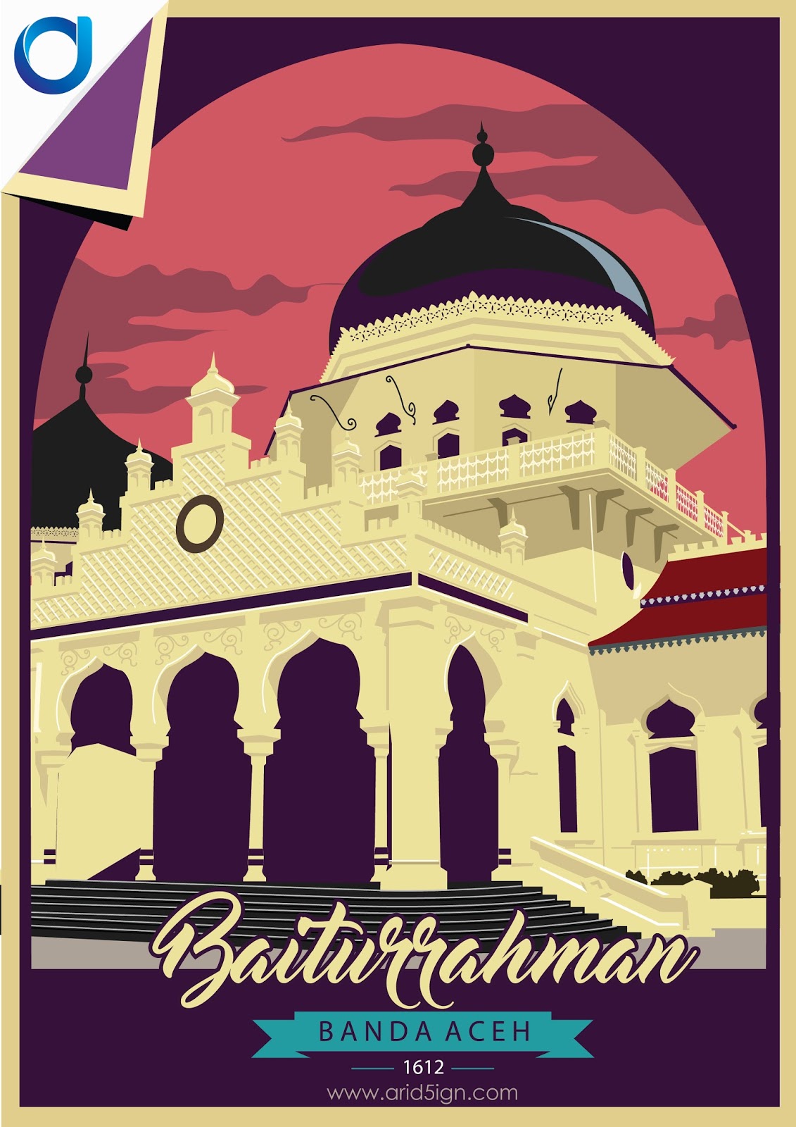Mesjid Raya Baiturrahman Banda Aceh dalam Vector Art Mesjid Raya Baiturrahman Banda Aceh dalam Vector Art