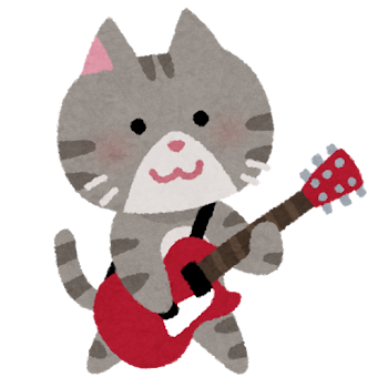 ネコのギタリストのイラスト
