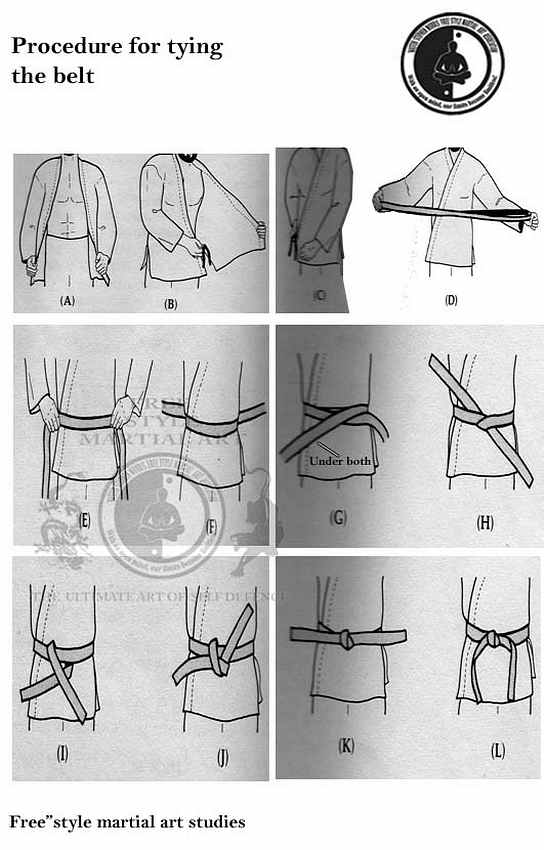 free" style martial art Procedure for tying belt