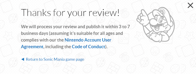 Thanks for your review! Nintendo.com Nintendo Switch review submission thank you