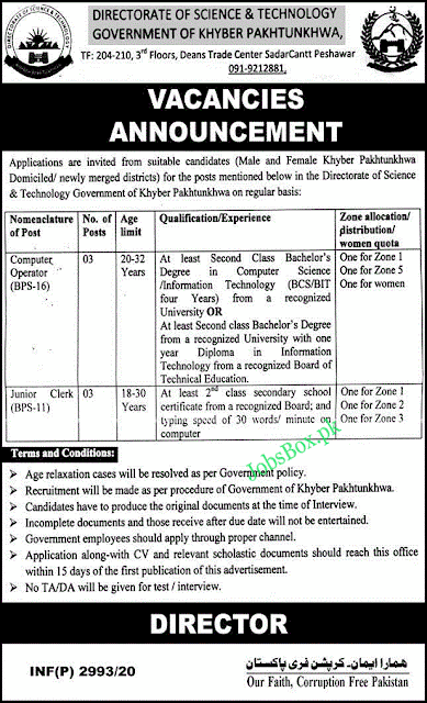 directorate-of-science-and-technology-kpk-latest-jobs-2020