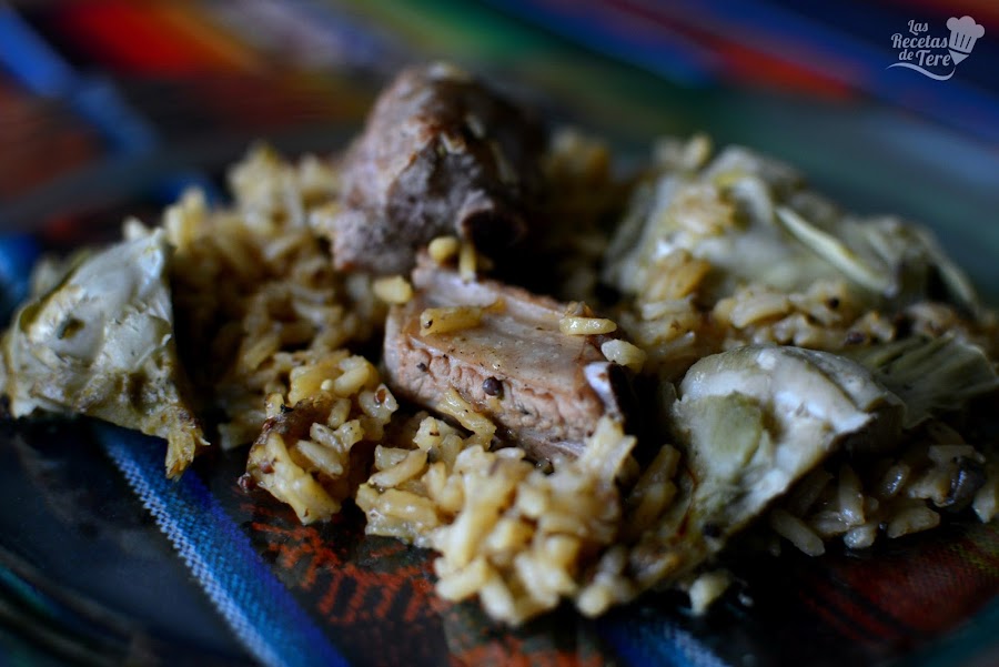 Arroz con costilla de cerdo y alcachofas tererecetas 01