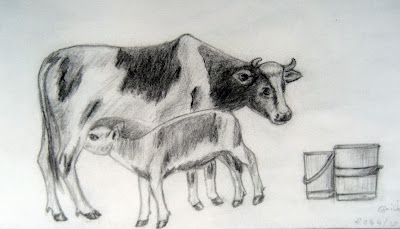 Sketch of a Cow and a Calf