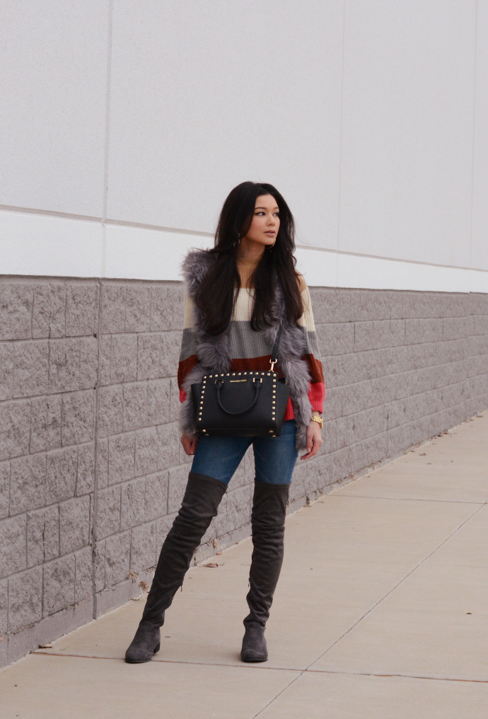 fashionnova, 90s-lover-stripe-sweater-multi, ymi jeans, urbanog, overknee boots