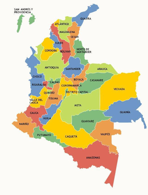 mapa de colombia con departamentos