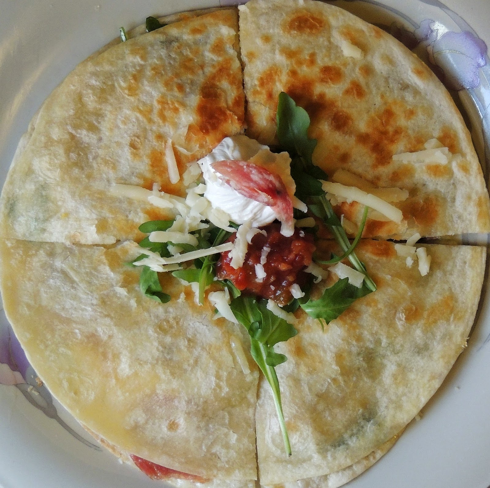 Gas Stove Girl Salami and Arugula Breakfast Quesadillas
