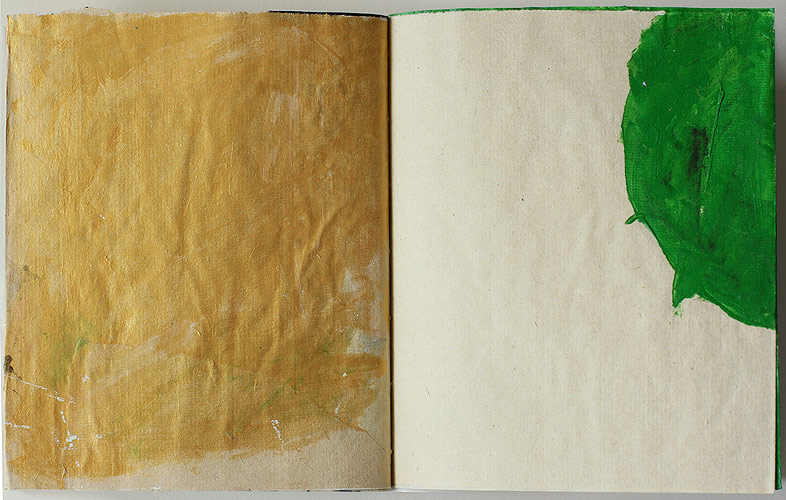 Falling In Place, 2001. acrylic on paper. 28 pages, book dimensions 14.2 x 12.7 cm
