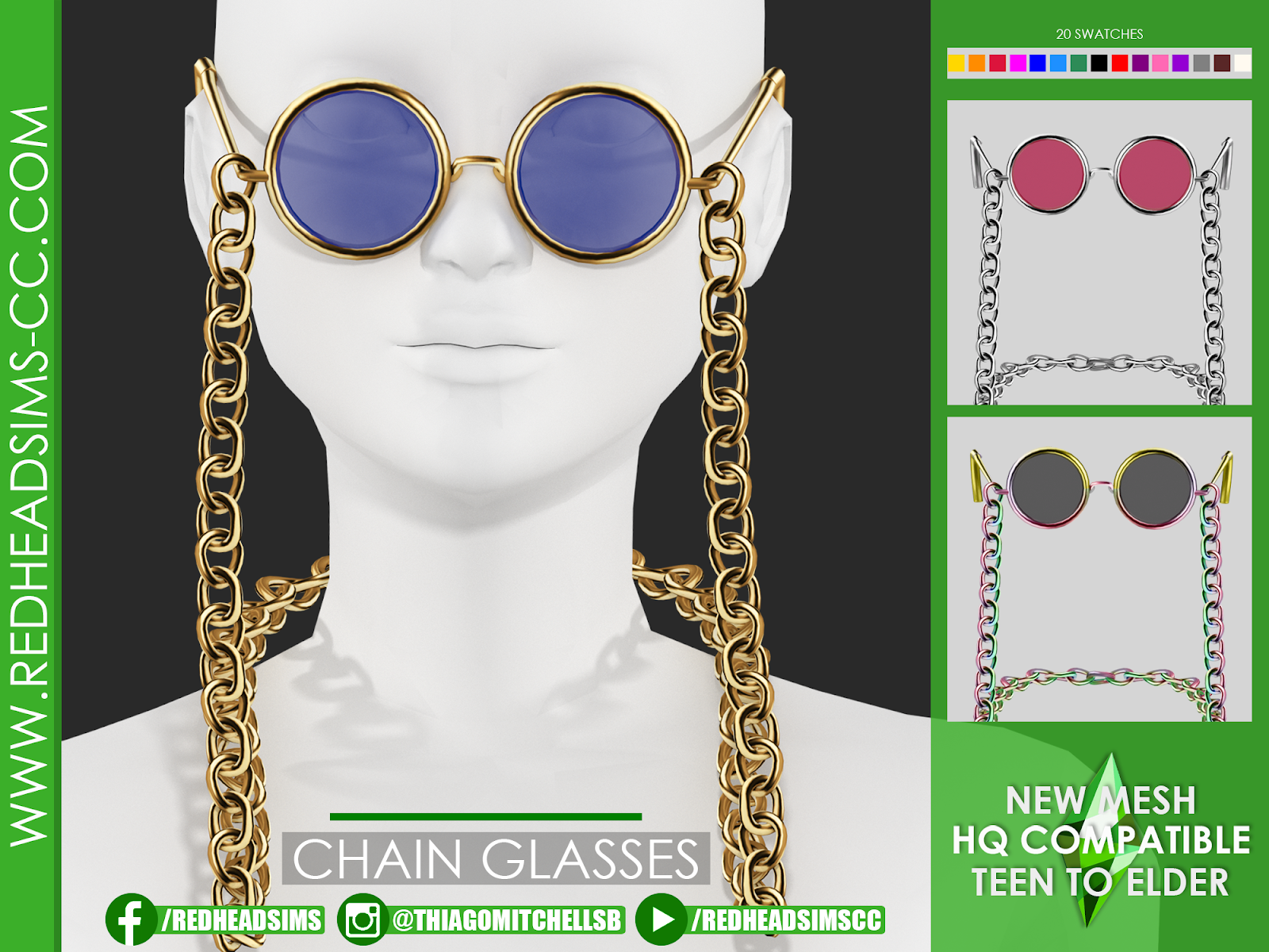 CHAIN GLASSES REDHEADSIMS CC