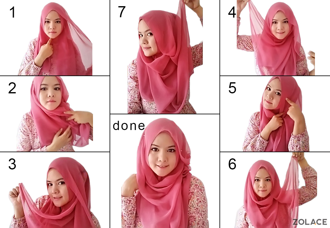 Cara pakai tudung shawl simple