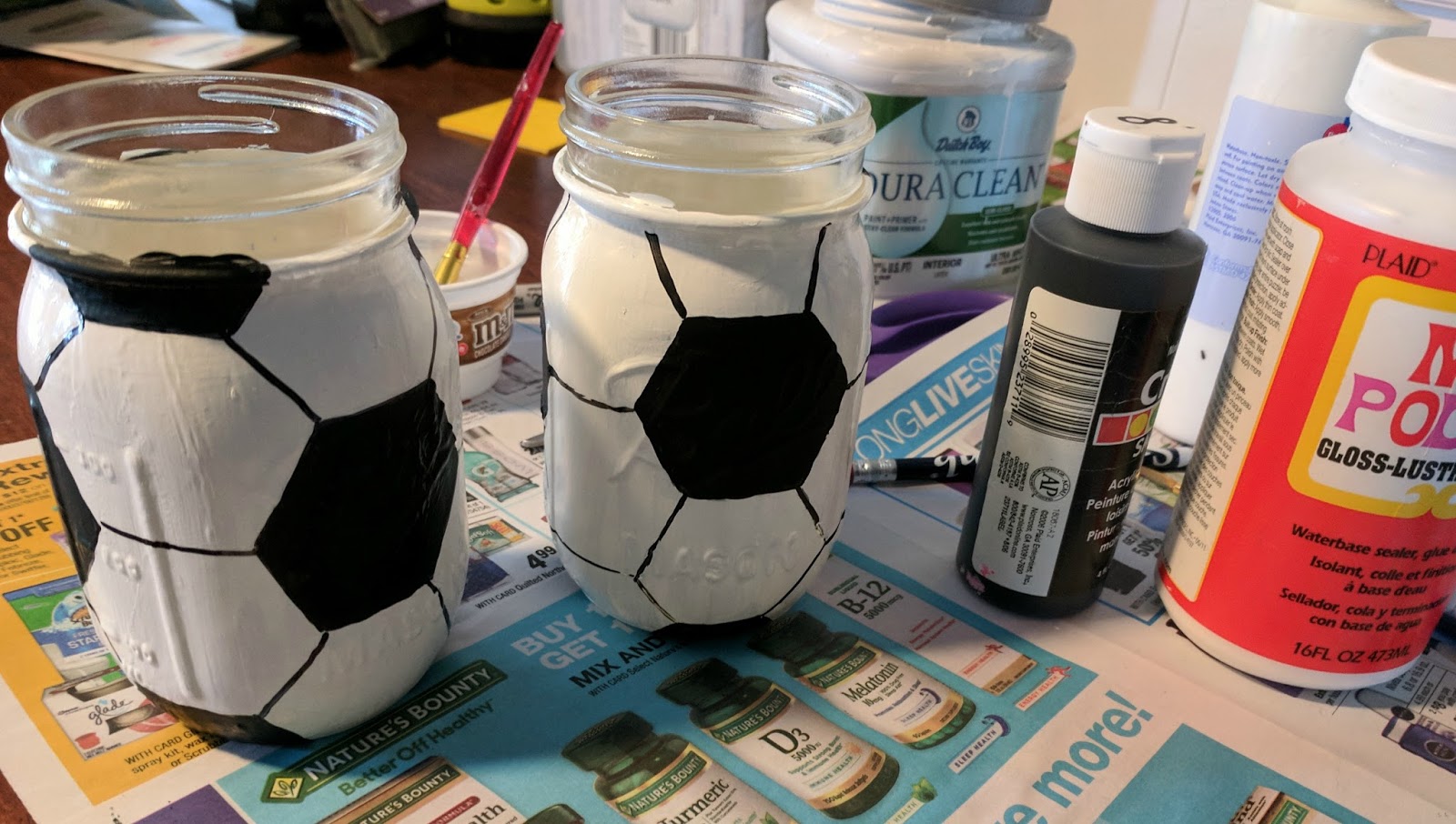 One Momma Saving Money Soccer Ball Themed Mason Jars