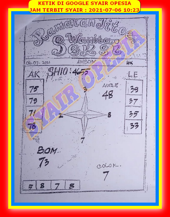 Syair Hk Opesia Selasa 6 Juli 2021 Syair Manjur 4