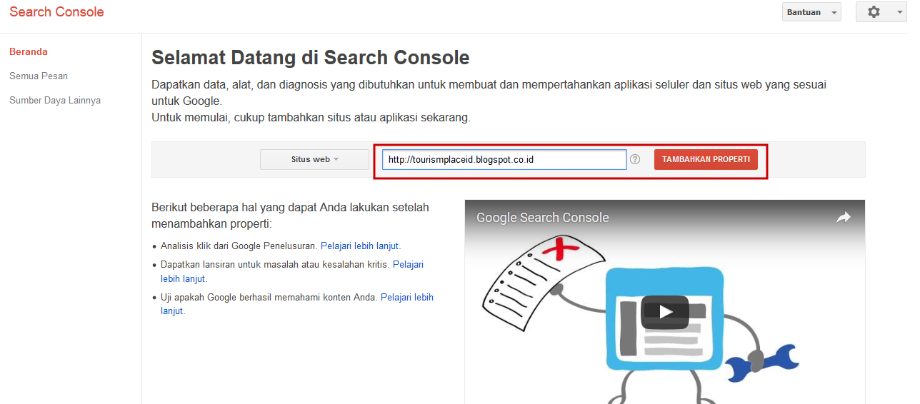 Google search console tilda