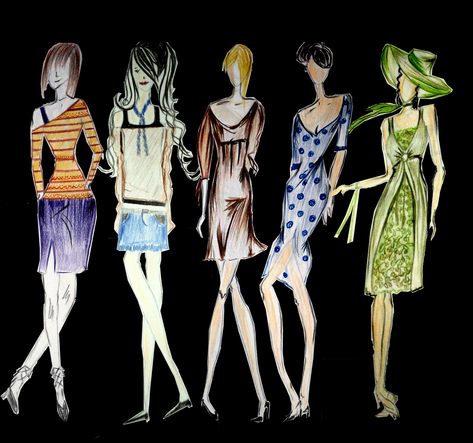 HOW I PLAY WITH TEXTILES..!!: Fashion Sketches