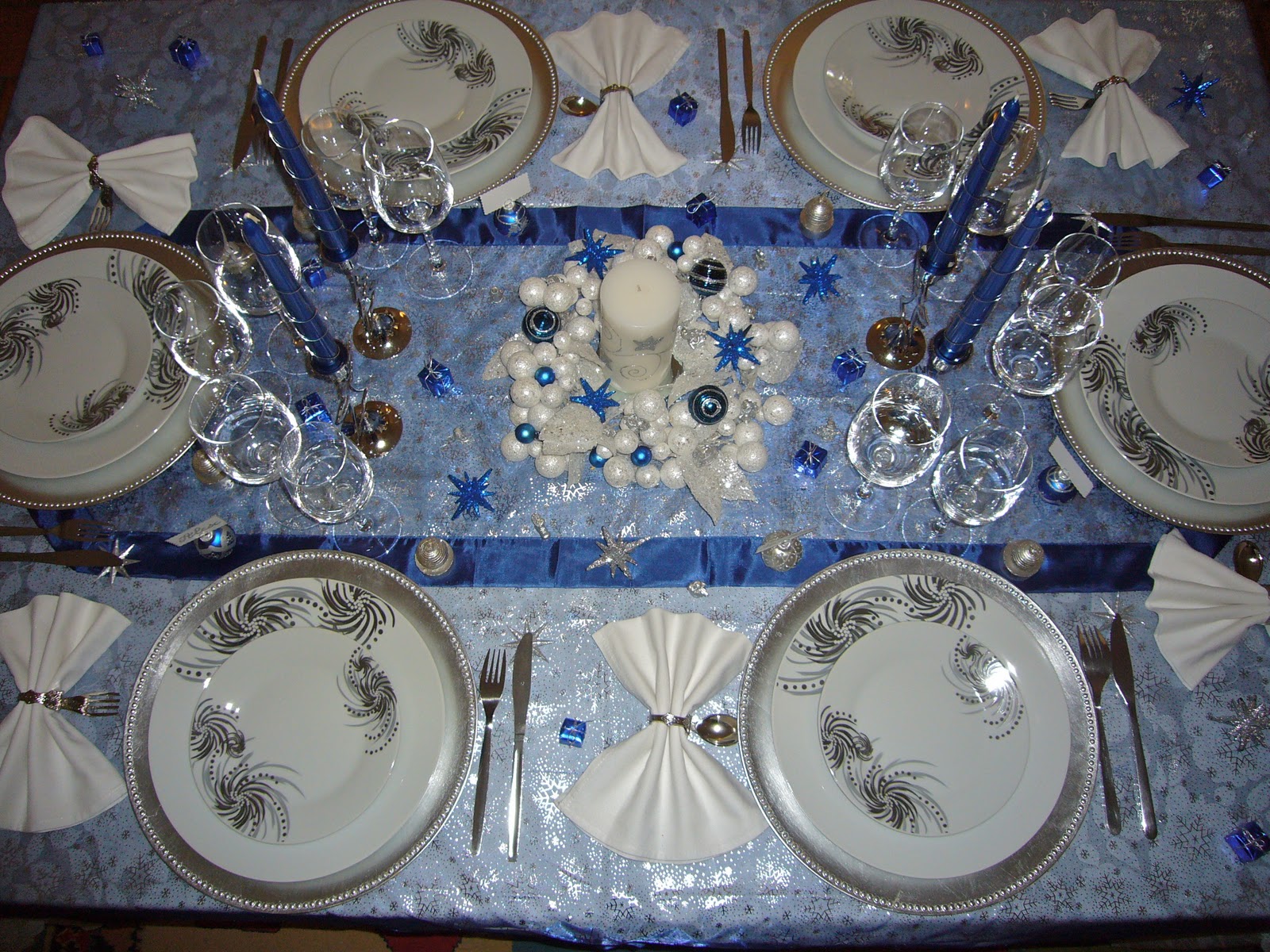 LES TABLES D'ISA Table Noël Bleu/argent