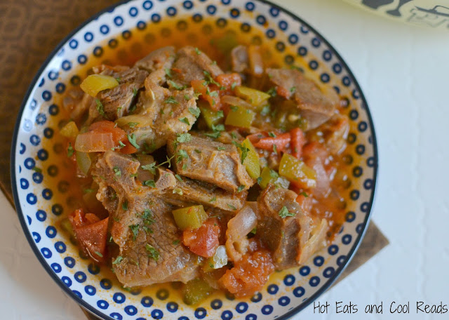 Slow simmered to perfection! Tender and flavorful! Also delicious with beef and serve over rice for a complete meal! Stewed Goat with Tomatoes and Peppers Recipe from Hot Eats and Cool Reads