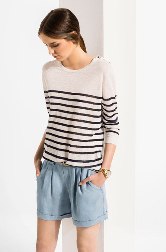 Light blue shorts and stripy sweater via Massimo Dutti.