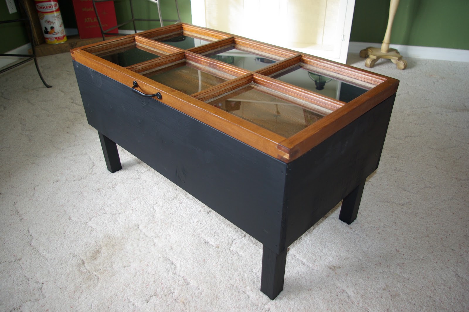 Reclaimed Rustics: Hinged Window Coffee Table - Coffee Table Window Shelf