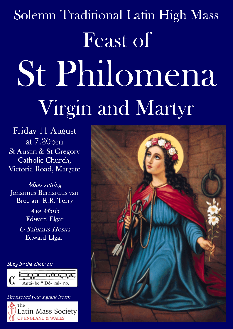 High Mass for the feast of St Philomena and other sung Masses in Margate